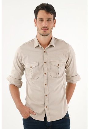 Tennis Camisa Manga Larga Café Para Hombre