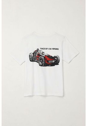 Camiseta Básica Con Estampado Blanca Para Niño