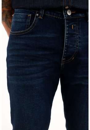 Tennis Jean Super Skinny Azul Oscuro Tiro Medio Para Hombre