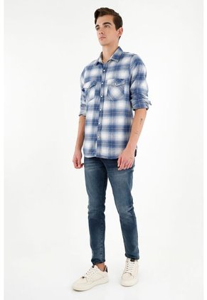 Tennis Camisa Tipo Leñadora Azul Para Hombre