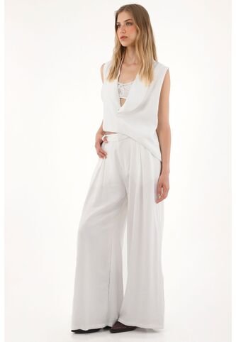 Tennis Chaleco Asimétrico Con Solapa Blanco Para Mujer Tennis