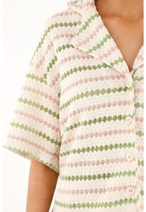 Tennis Camisa Tipo Bowling Con Diseño De Rombos Para Mujer