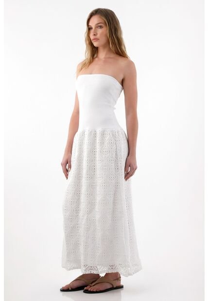 Tennis Vestido Largo Strapless Crudo Para Mujer