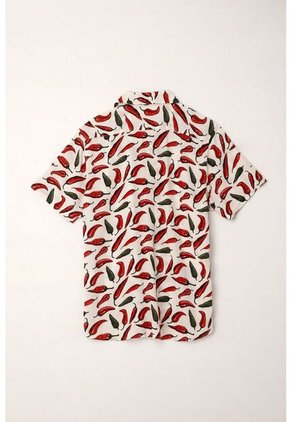 Tennis Camisa Tipo Bowling Con Estampado De Chiles Para Hombre