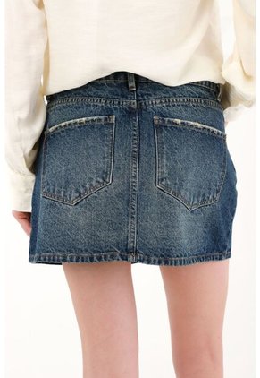 Tennis Falda Corta En Denim Con Jota Asimétrica Azul Para Mujer