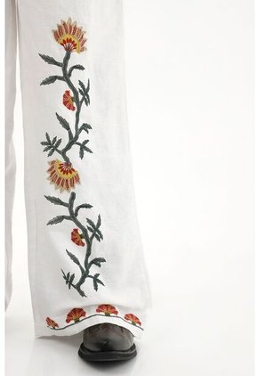 Tennis Pantalón Recto De Tiro Medio Con Bordados Para Mujer