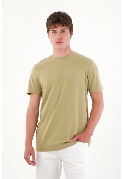 Camiseta Básica Con Mini Print Verde Para Hombre