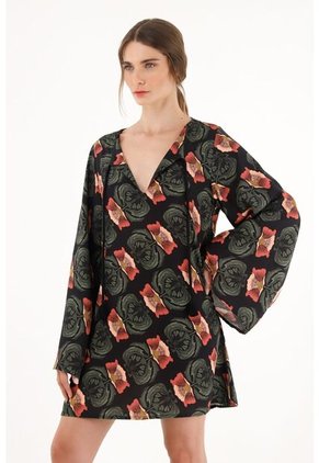 Tennis Vestido Corto Estampado Manga Larga Para Mujer