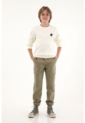 Jean Estilo Jogger Verde Para Niño