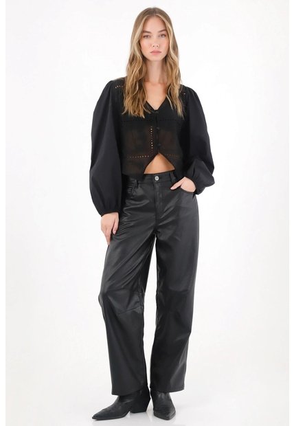 Tennis Camisa Con Leve Transparencia Negra Para Mujer
