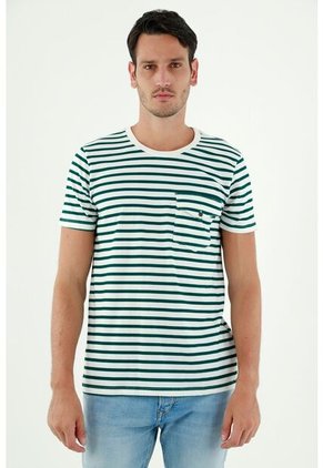 Tennis Camiseta De Rayas Verdes Para Hombre