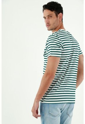 Tennis Camiseta De Rayas Verdes Para Hombre
