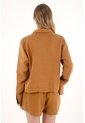 Tennis Camisa En 100% Lino Con Tiras Que Anudan En Frente Café Para Mujer de Tennis