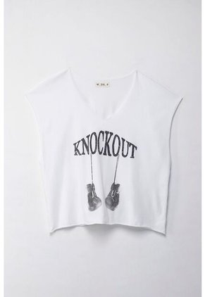 Tennis Camiseta Boxy Fit Con Estampado Blanca Para Mujer