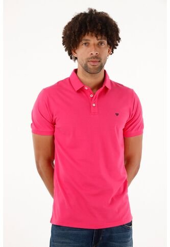 Polo Con Raqueta Bordada Rosada Para Hombre Tennis