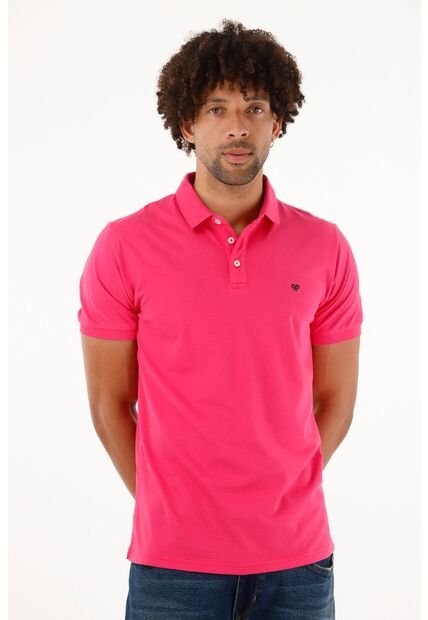Polo Con Raqueta Bordada Rosada Para Hombre