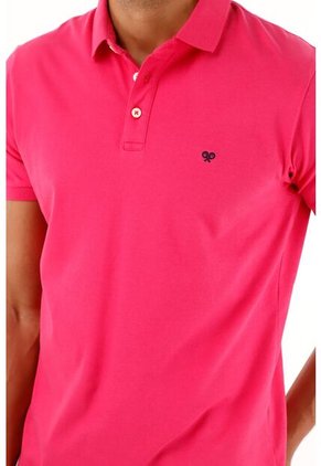 Polo Con Raqueta Bordada Rosada Para Hombre