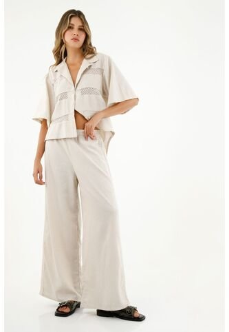 Pantalón Crudo Tipo Lino Para Mujer Tennis