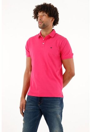 Polo Con Raqueta Bordada Rosada Para Hombre