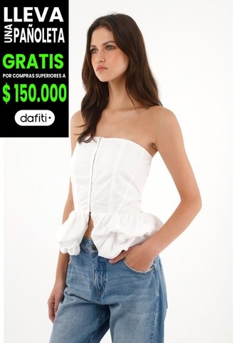 Tennis Camisa Strapless Con Corte Abombachado Crudo Para Mujer Tennis