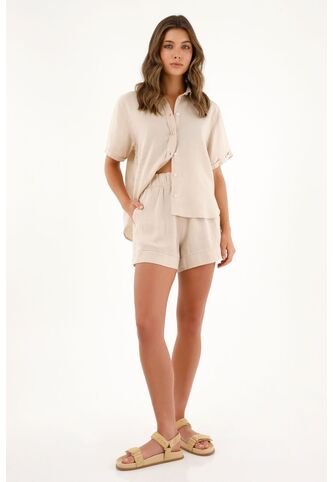 Tennis Bermuda Crudo En 100% Lino Para Mujer Tennis