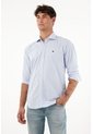 Camisa Azul A Rayas Para Hombre de Tennis