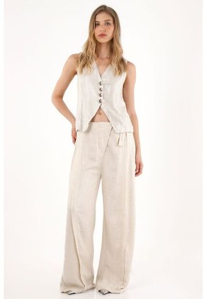 Tennis Pantalón Wide Leg Gris Para Mujer