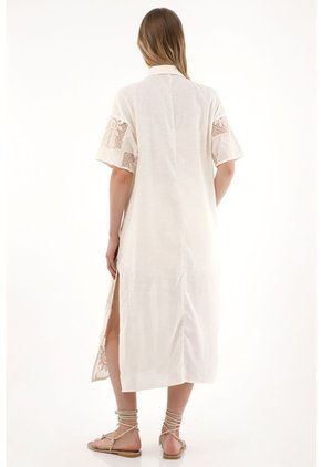 Tennis Camisa Larga Con Mix De Telas Crudo Para Mujer