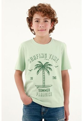 Camiseta Verde Manga Corta Para Niño