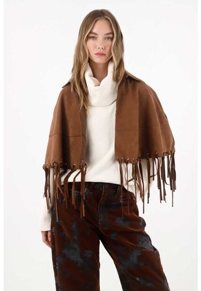 Tennis Capa En Suede Con Flecos Café Para Mujer