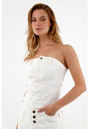 Tennis Camisa Strapless En Denim Para Mujer