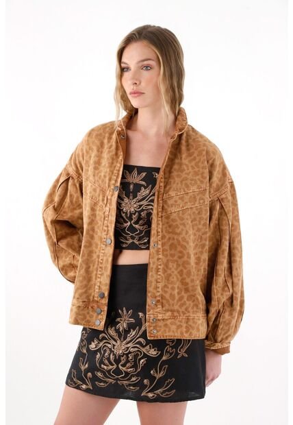 Tennis Abrigo Oversize De Diseño Animal Print Café Para Mujer