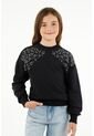 Buzo Negro Con Apliques Decorativos Para Niña de Tennis