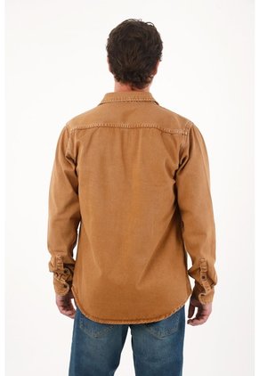 Tennis Chaqueta Tipo Camisa Con Efecto Vintage Café Para Hombre