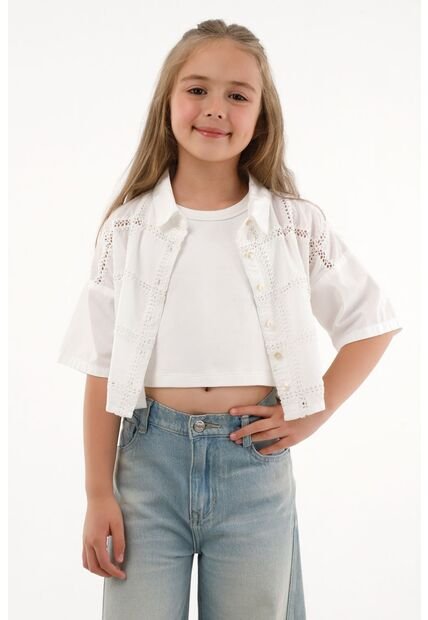 Camisa Con Diseño A Cuadros Crudo Para Niña