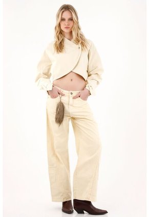 Tennis Abrigo Crop Con Diseño Cruzado Amarillo Para Mujer