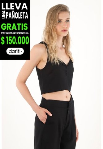 Tennis Camisa Crop En 100% Lino Negra Para Mujer Tennis