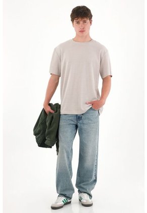 Camiseta Básica De Tela Con Textura Café Para Hombre