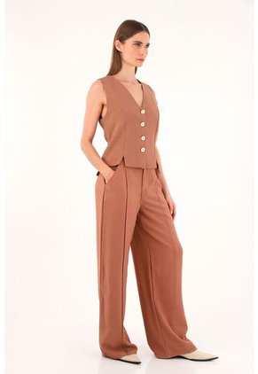 Tennis Chaleco Café De Tela Fluida Para Mujer