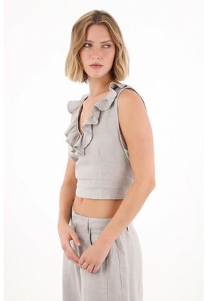 Tennis Camisa En Lino Con Bolero Gris Para Mujer