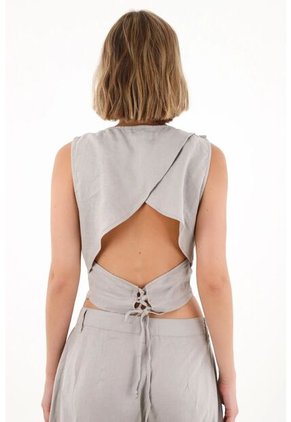 Tennis Camisa En Lino Con Bolero Gris Para Mujer