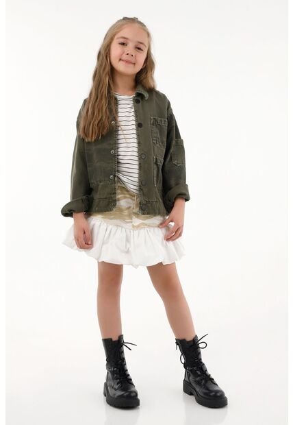 Falda Corta Con Estampado Militar Para Niña