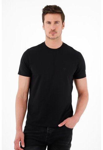 Tennis Camiseta Cuello Redondo Negra Para Hombre Tennis
