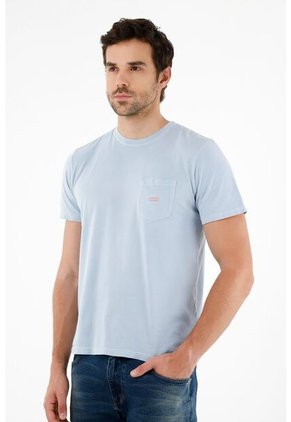 Camiseta Azul Con Estampado Para Hombre