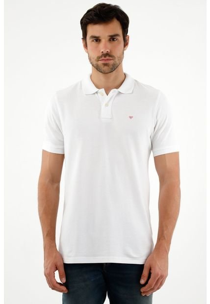 Polo Blanca Con Raqueta Multicolor Para Hombre