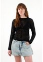 Tennis Camiseta Tejida De Cuello Alto Negra Para Mujer de Tennis
