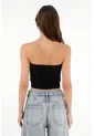 Tennis Crop Strapless En Encaje Negro Para Mujer de Tennis