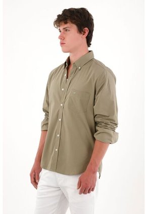 Tennis Camisa Manga Larga Con Bolsillo Verde Para Hombre