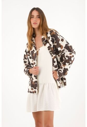 Tennis Chaqueta Cow Print De Botones Para Mujer Tennis