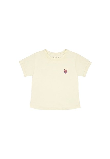 Camiseta Crudo Con Estampado De Tigre Para Niña